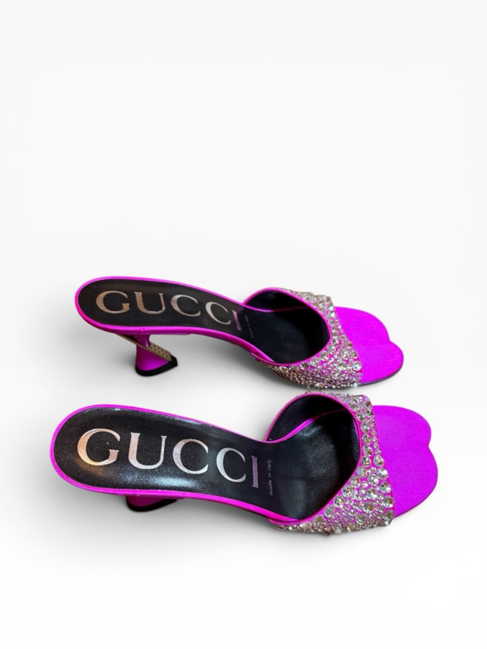 GUCCI Galactica Mules Fuchsia Crystal Embellished Sculptural Heel EU 36.5 US 6.5 - Picture 7 of 16